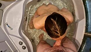 I shaved and massaged her tight anus close up then she sucked my big cock till cum splashed her face!