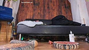 cosplay cutie rides dildo to explosive climax in costume