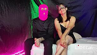 real swinger couple swap leads to juicy latina wife riding stranger's cock in homemade 4some