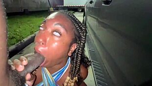 Married trucker wife turns truck stop slut sucking dick in parking lot like a pro lizard