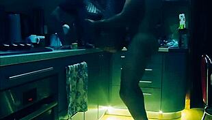 Beautiful slender wife in erotic bodysuit gets rough kitchen pounding in every position