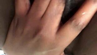 sexy ebony solo babe rides huge dildo to creamy black pussy cum homemade