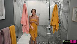 nikki nicole sneaks shy stepbro steamy shower deepthroat facial cumshot... s35 e10