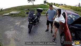 A bike ride turns into outdoor deepthroat temptation and wild sex