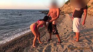 Hot milfs pick any hole for spontaneous beach orgy creampie cumshots