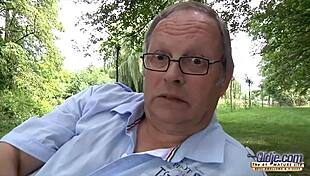 mature guy pounds young tight 18+ pussy doggystyle then missionary before she gulps his cumshot outdoors