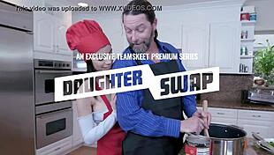 Tiny blonde teen thief Paisley Bennett hammered relentlessly by security guard's monster cock