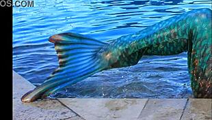 helenaprice plays slutty mermaid slurping big black cock outdoors before swallowing cum in halloween roleplay.