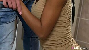 Ebony milf neighbor caught riding huge interracial cock cowgirl style next door