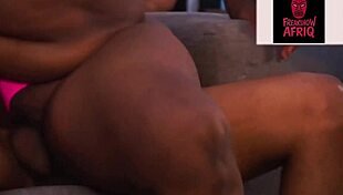 Big ebony ass shakes cowgirl rides big cock until man cums fast on cheeks