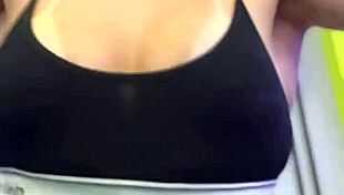 Gym Dwellers Stare at My Wet Pussy and Hard Nipples in Tanned Small Waist Tease!