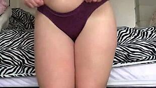 Cute Nerdy PAWG Pigtails Girl Masturbates Thick Body to Dildo Orgasm in Panties.