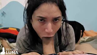 hot skinny brazilian teen moans loud as friend's huge cock pounds her tight wet pussy hard