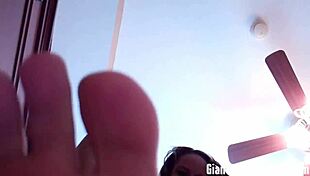 Ayanna the giantess mistress kicks slave's balls in POV