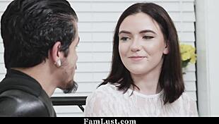 stepsis caught sucking cock then rides it raw cowgirl style