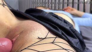 up close ripping clothes to fuck milf pussy hard then creampie drip inside