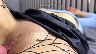 up close ripping clothes to fuck milf pussy hard then creampie drip inside