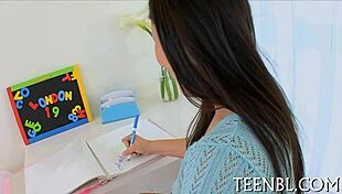 young teen slut sucks hard cock then takes rough pounding in wet pussy and cunt for cum on face