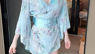 sexy kimono hides college girl's outdoor secrets