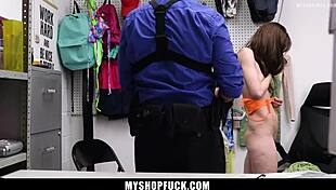 loss prevention officer catches nadia noja shoplifting bends her over for deepthroat doggystyle missionary pounding