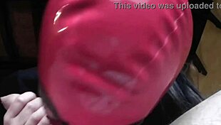 preview milf gags deep on massive cock in latex