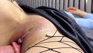 up close ripping clothes to fuck milf pussy hard then creampie drip inside