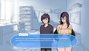 happy puppies romp with snow daze milf group