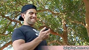 busty stepmom's sweaty workout turns into wild outdoor taboo pussy fuck with her stepson