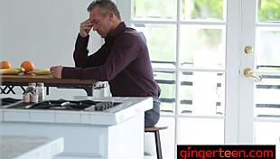 sexy shaved redhead teen gets sideways banged hard by her friend