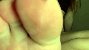 Tiny dude clings desperately to giantess's massive soles