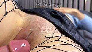 up close ripping clothes to fuck milf pussy hard then creampie drip inside