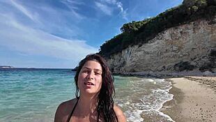 public beach flashing horny curvy stepmom big tits pussy hairy exhibitionist handjob voyeur