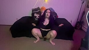 Thick goth's bold ride hides wild dildo cravings underneath