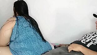 damn, caught stepsis's son jerking to my panties after shower, ended up fucking hard