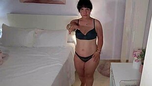 Stepmom's huge hairy pussy lips get creampied up close after dressing catch