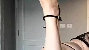 damn girl, that sexy black net dress, heels, huge tits pussy up close