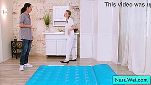 pigtailed blonde masseuse octavia red with big natural tits preps david lee for wet nuru massage