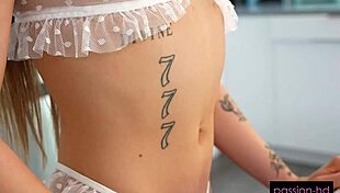 waking up to cake then petite slut takes creampie deep in tight cunt