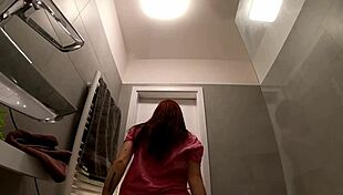 Hottest Redhead Strips T-Shirt Panties Reveals Tight Ass Pussy