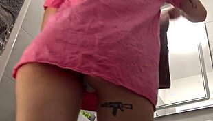 Hottest Redhead Strips T-Shirt Panties Reveals Tight Ass Pussy