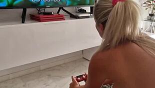 Wife Moans on Sybian Sex Machine While Fingering Her Shaved Pussy Riding Hard