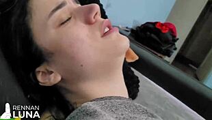 hot skinny brazilian teen moans loud as friend's huge cock pounds her tight wet pussy hard