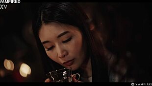 nerdy vampire leana lovings rips clothes off asian rikako katayama for wet lesbian scissoring