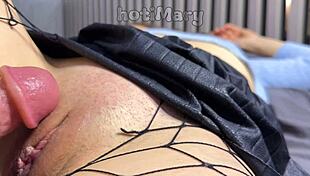 up close ripping clothes to fuck milf pussy hard then creampie drip inside