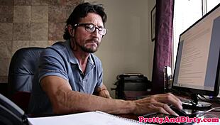 taboo teen model spoons tight pussy after sucking throbbing cock