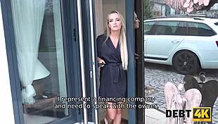 blue-eyed housewife slurps cock then rides pov to settle debt