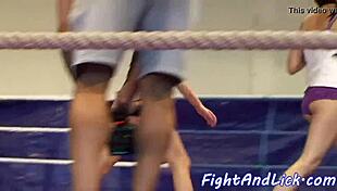 euro babes wrestle backstage ripping panties in lesbian catfight