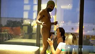 Two Masked Big Ass Whores Deepthroat Suck Cocks Social Distancing Style