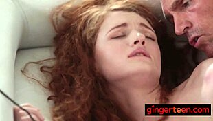 sexy shaved redhead teen gets sideways banged hard by her friend