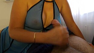 Stepsister Strokes Dick Secretly While Family's Nearby